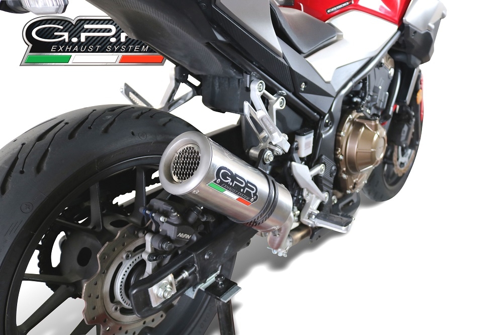 Esapament GPR compatibil cu Honda Cb 500 X 2016 Evacuare slip-on omologata, inclusiv db killer detașabil și cot de legătură,M3 Inox 