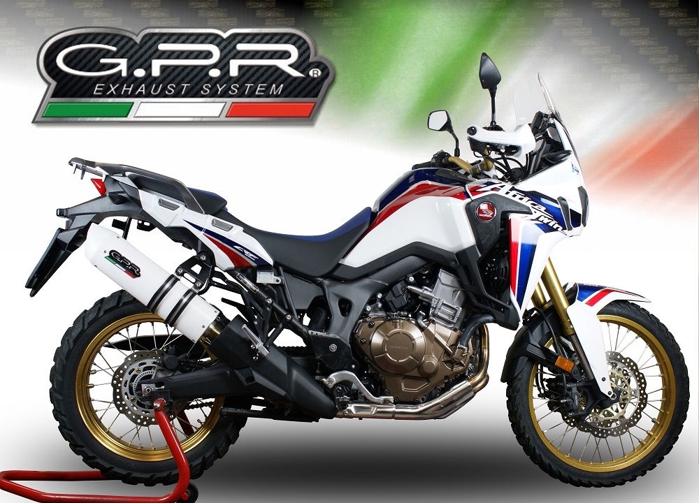 Exhaust compatible with Honda Crf 1000 L Africa Twin 2015-2017, Albus Ceramic, Homologated legal slip-on exhaust including removable db killer and link pipe