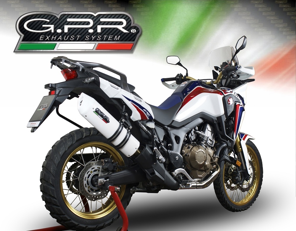 Exhaust compatible with Honda Crf 1000 L Africa Twin 2015-2017, Albus Ceramic, Homologated legal slip-on exhaust including removable db killer and link pipe