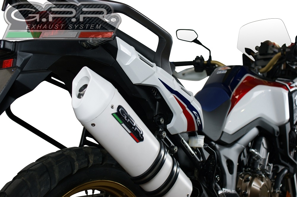 Exhaust compatible with Honda Crf 1000 L Africa Twin 2015-2017, Albus Ceramic, Homologated legal slip-on exhaust including removable db killer and link pipe