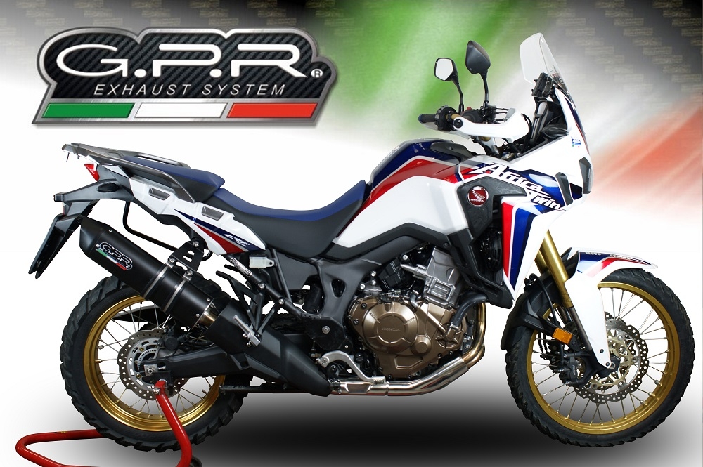 Esapament GPR compatibil cu Honda Crf 1000 L Africa Twin 2018 Evacuare slip-on omologata, inclusiv db killer detașabil și cot de legătură,Furore Evo4 Nero