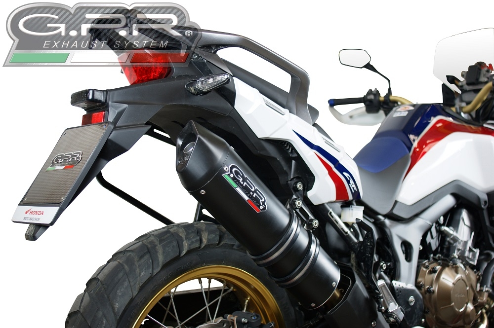 Esapament GPR compatibil cu Honda Crf 1000 L Africa Twin 2015 Evacuare slip-on omologata, inclusiv db killer detașabil și cot de legătură,Furore Nero