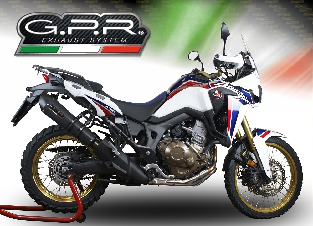 Esapament GPR compatibil cu Honda Crf 1000 L Africa Twin 2015 Evacuare slip-on omologata, inclusiv db killer detașabil și cot de legătură,New Grand Prix Evo Black Titanium