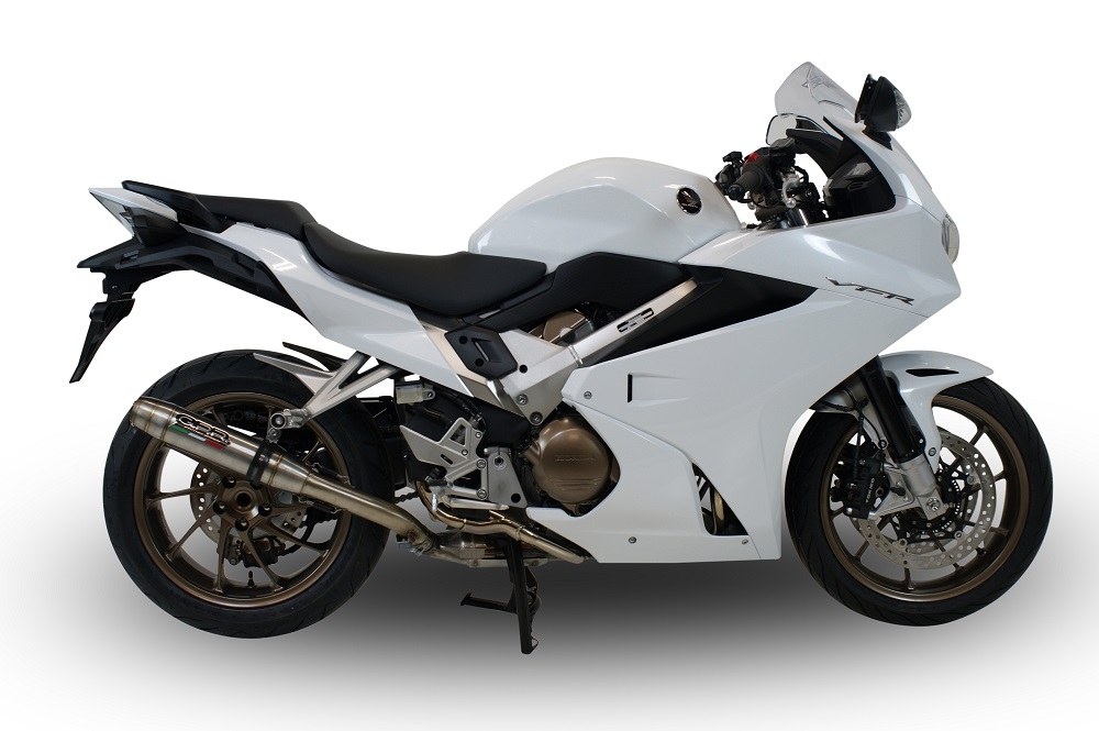 Exhaust compatible with Honda Vfr 800 F 2014-2016, Deeptone Inox, Homologated legal slip-on exhaust including removable db killer and link pipe