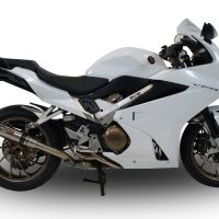Exhaust compatible with Honda Vfr 800 F 2014-2016, Deeptone Inox, Homologated legal slip-on exhaust including removable db killer and link pipe