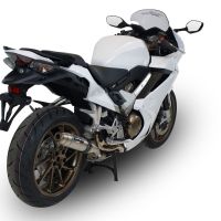 Exhaust compatible with Honda Vfr 800 F 2014-2016, Deeptone Inox, Homologated legal slip-on exhaust including removable db killer and link pipe