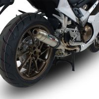 Exhaust compatible with Honda Vfr 800 F 2014-2016, Deeptone Inox, Homologated legal slip-on exhaust including removable db killer and link pipe