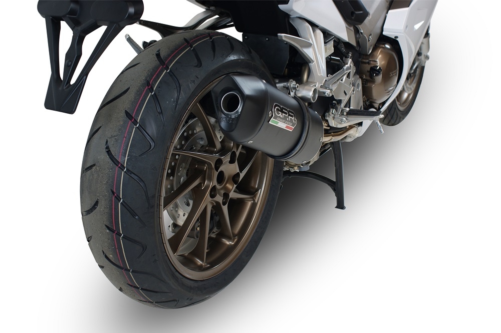 Exhaust compatible with Honda Vfr 800 F 2014-2016, Furore Nero, Homologated legal slip-on exhaust including removable db killer and link pipe
