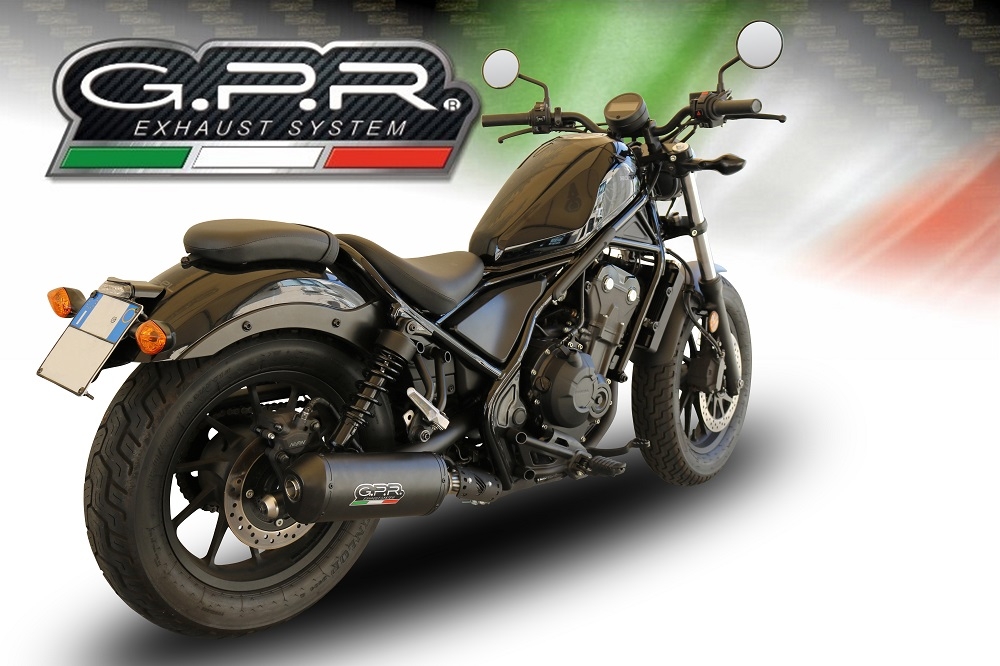 Esapament GPR compatibil cu Honda Cmx 500 Rebel 2021 Evacuare slip-on omologata, inclusiv db killer detașabil și cot de legătură,Ghisa 