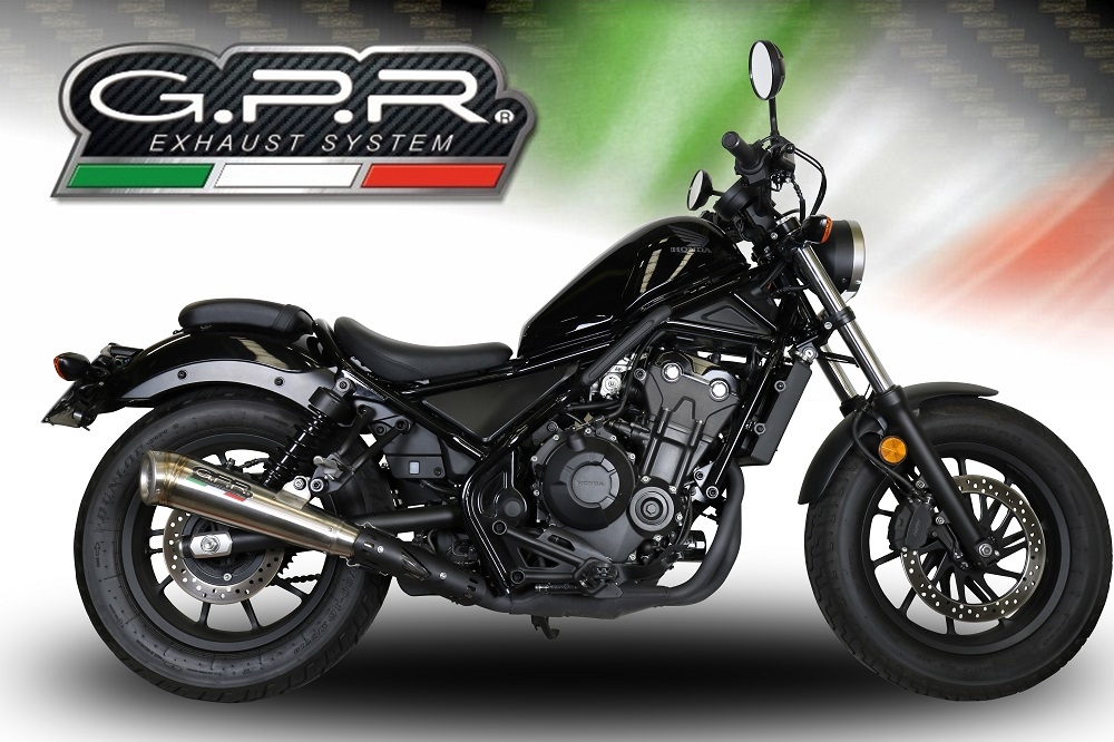 Esapament GPR compatibil cu Honda Cmx 500 Rebel 2017 Evacuare slip-on omologata, inclusiv db killer detașabil și cot de legătură,Powercone Evo