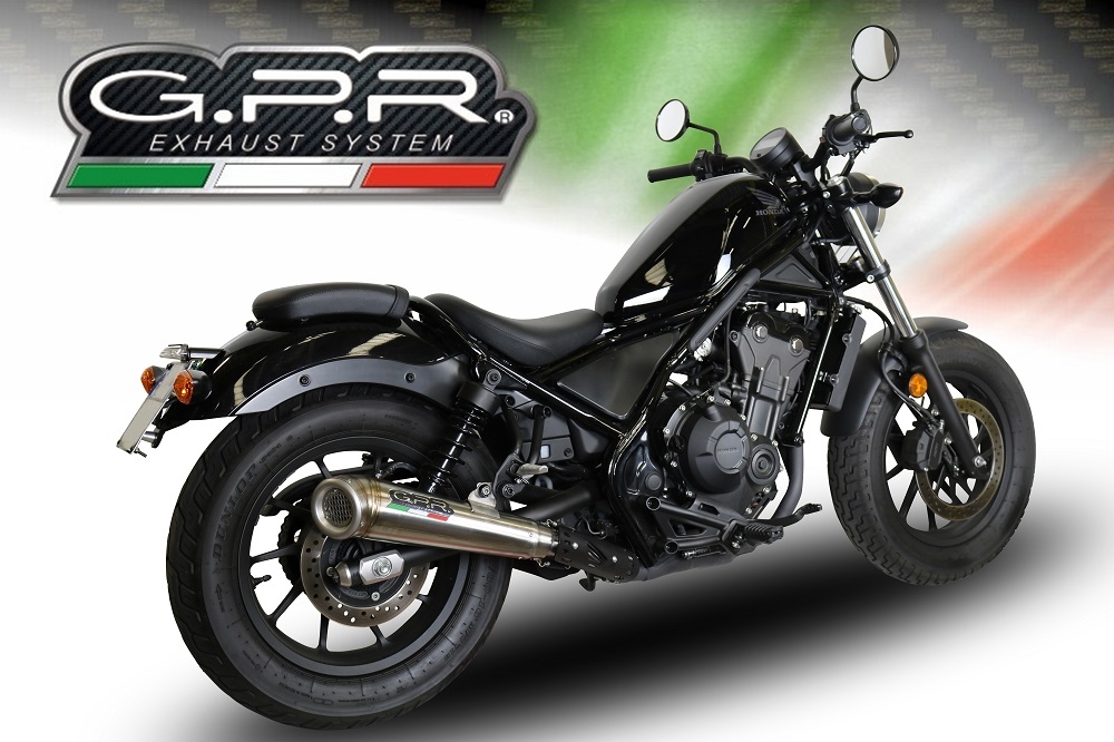 Esapament GPR compatibil cu Honda Cmx 500 Rebel 2017 Evacuare slip-on omologata, inclusiv db killer detașabil și cot de legătură,Powercone Evo