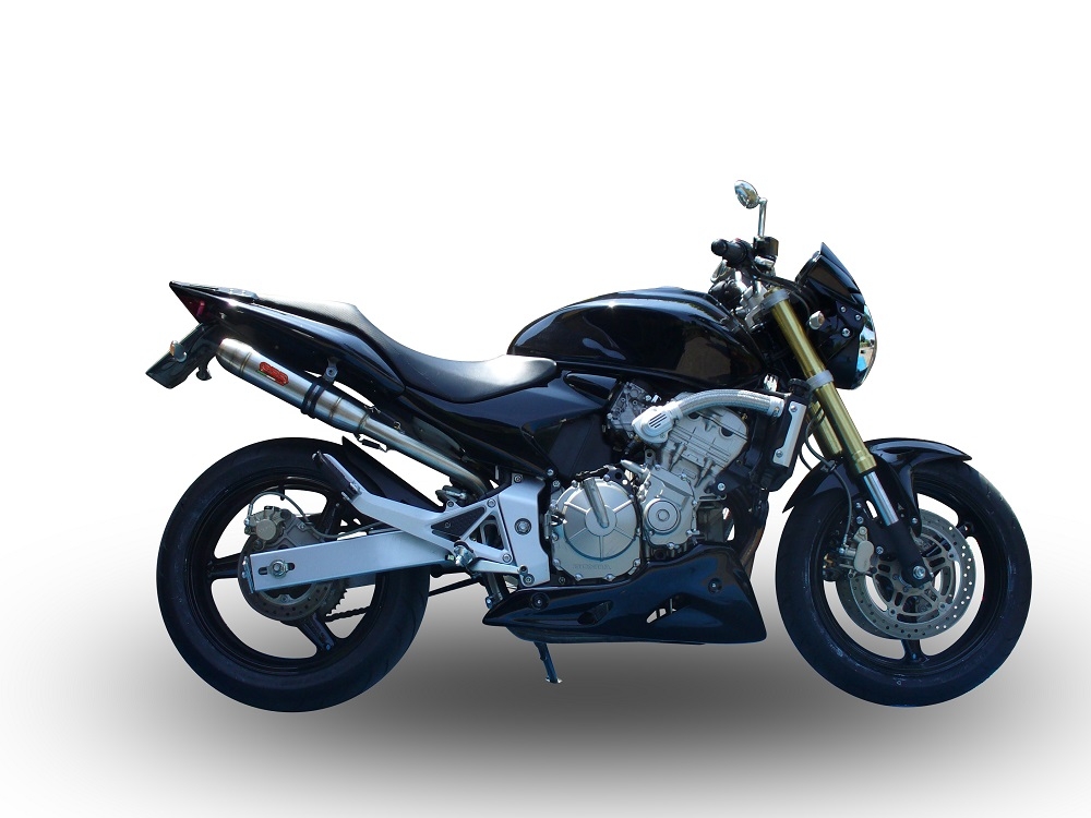 Exhaust compatible with Honda Hornet Cb 600 F 2003-2006, Deeptone Inox, Homologated legal slip-on exhaust including removable db killer, link pipe and catalyst