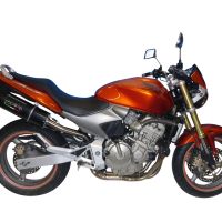 Exhaust compatible with Honda Hornet Cb 600 F 1998-2002, Furore Nero, Homologated legal slip-on exhaust including removable db killer and link pipe