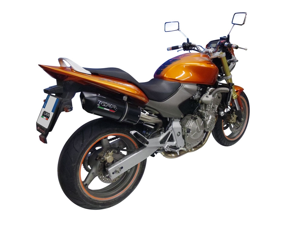 Exhaust compatible with Honda Hornet Cb 600 F 1998-2002, Furore Nero, Homologated legal slip-on exhaust including removable db killer and link pipe