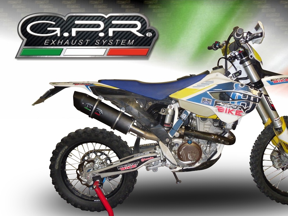 Esapament GPR compatibil cu Husqvarna FE 350 2014 Evacuare slip-on omologata, inclusiv db killer detașabil și cot de legătură,Furore Poppy
