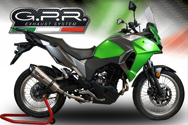 Esapament GPR compatibil cu Kawasaki Versys-X 250 2017 Evacuare slip-on omologata, inclusiv db killer detașabil, cot de legătură și catalizator,New Grand Prix Evo Titanium