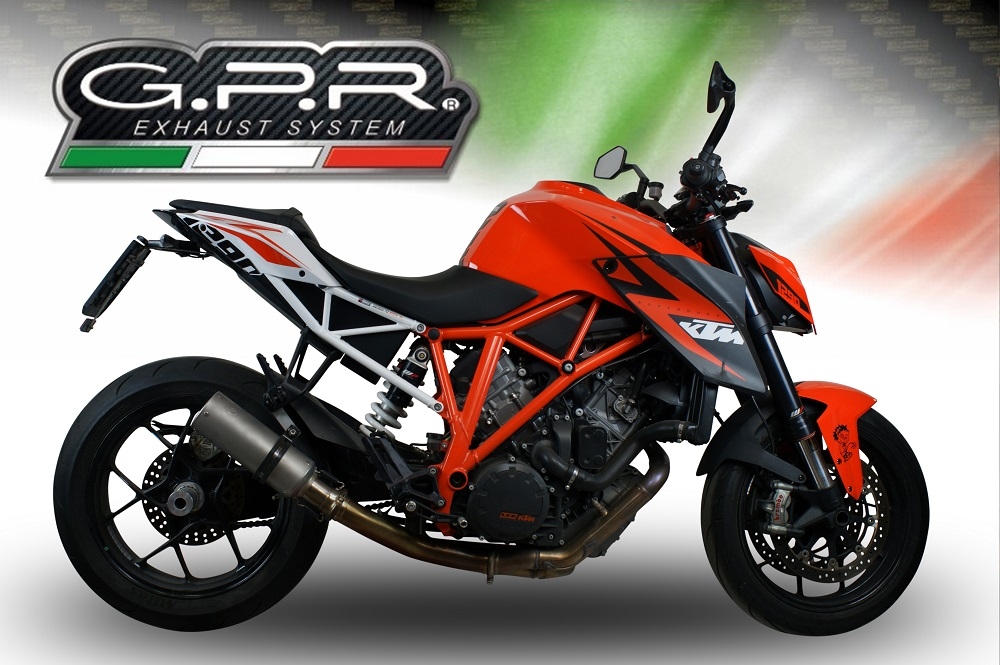 Esapament GPR compatibil cu Ktm Super Duke 1290 GT 2016 Evacuare slip-on omologata, inclusiv db killer detașabil și cot de legătură,M3 Inox 