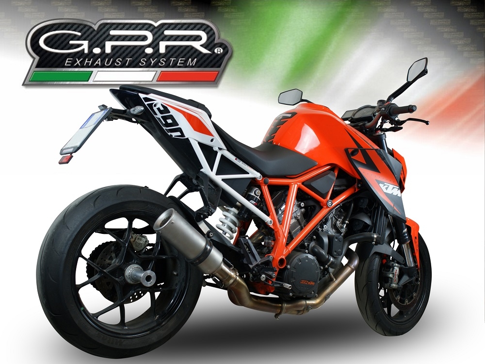 Esapament GPR compatibil cu Ktm Super Duke 1290 GT 2016 Evacuare slip-on omologata, inclusiv db killer detașabil și cot de legătură,M3 Inox 