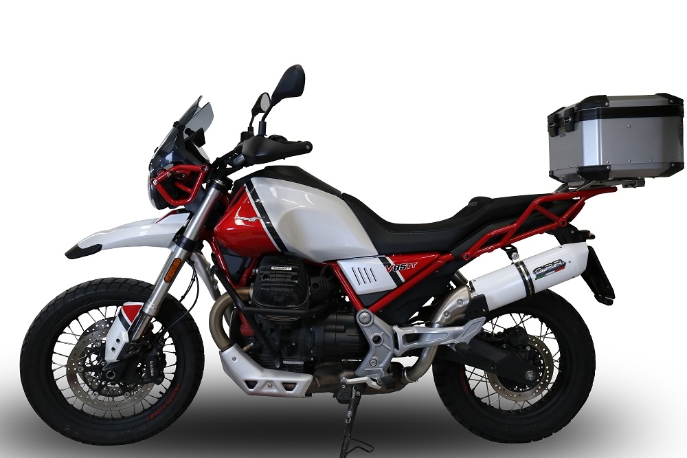 Esapament GPR compatibil cu Moto Guzzi V85 TT 2021 Evacuare slip-on omologata, inclusiv db killer detașabil și cot de legătură,Albus Evo4