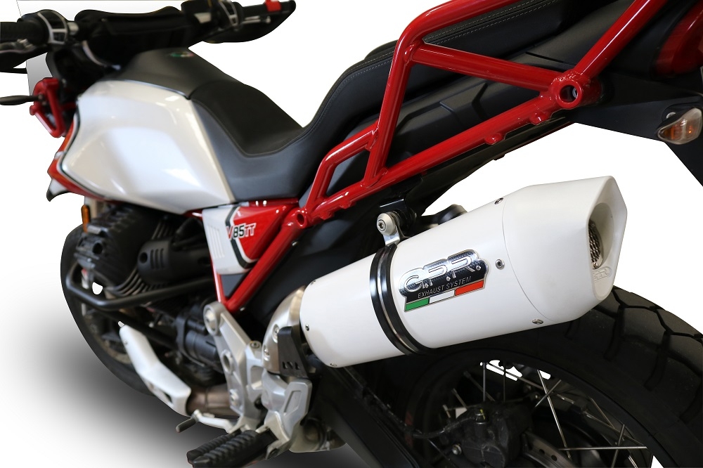 Esapament GPR compatibil cu Moto Guzzi V85 TT 2021 Evacuare slip-on omologata, inclusiv db killer detașabil și cot de legătură,Albus Evo4