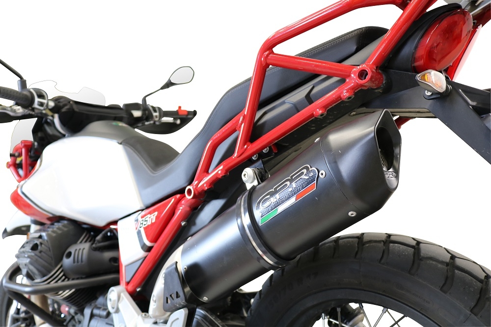 Esapament GPR compatibil cu Moto Guzzi V85 TT 2019 Evacuare slip-on de curse, inclusiv cot de legătură,Furore Nero