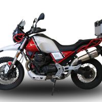 Esapament GPR compatibil cu Moto Guzzi V85 TT 2021 Evacuare slip-on omologata, inclusiv db killer detașabil și cot de legătură,New Grand Prix Evo Titanium