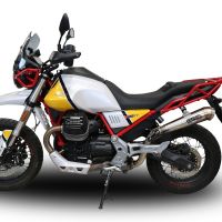 Esapament GPR compatibil cu Moto Guzzi V85 TT 2021 Evacuare slip-on omologata, inclusiv db killer detașabil și cot de legătură,Powercone Evo