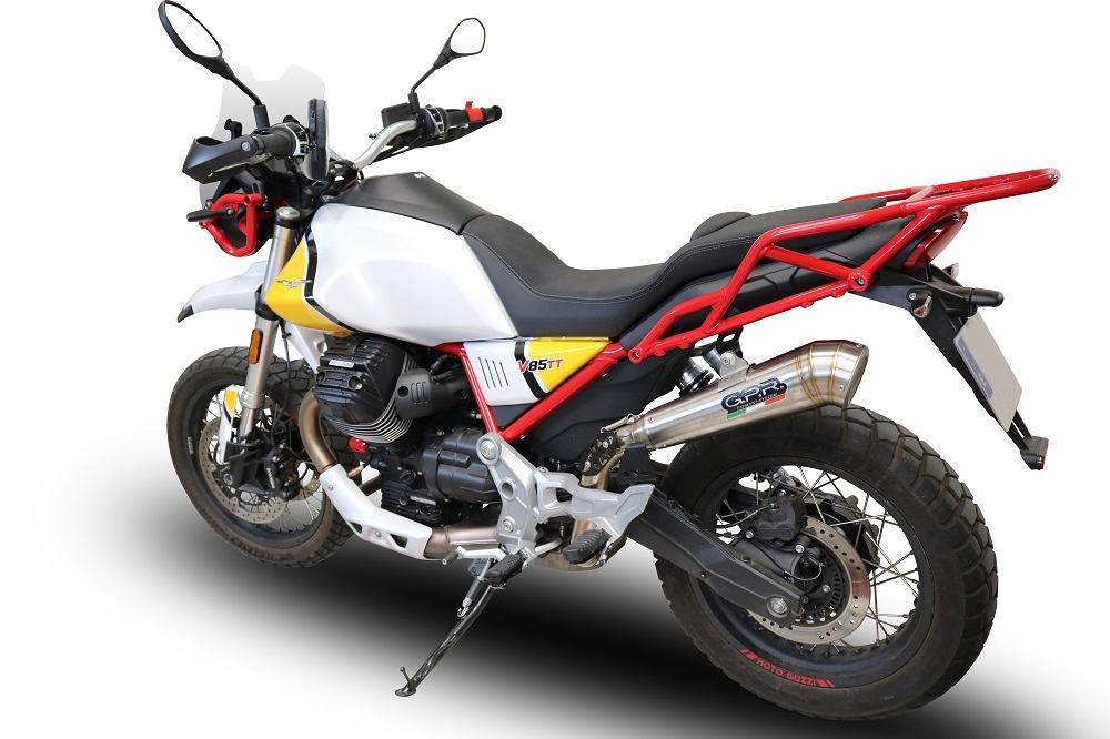Esapament GPR compatibil cu Moto Guzzi V85 TT 2021 Evacuare slip-on omologata, inclusiv db killer detașabil și cot de legătură,Powercone Evo