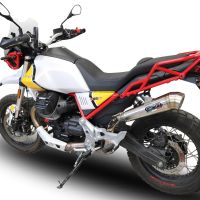 Esapament GPR compatibil cu Moto Guzzi V85 TT 2021 Evacuare slip-on omologata, inclusiv db killer detașabil și cot de legătură,Powercone Evo
