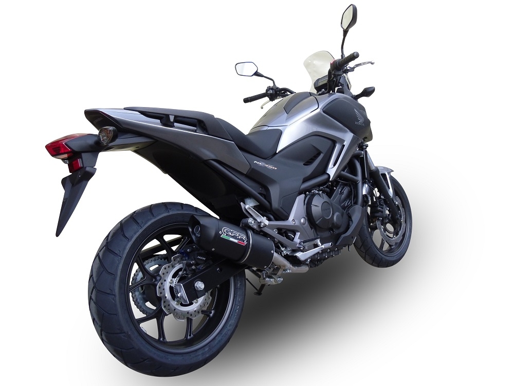Exhaust compatible with Honda Nc 700 X - S Dct 2012-2018, Furore Nero, Homologated legal slip-on exhaust including removable db killer and link pipe