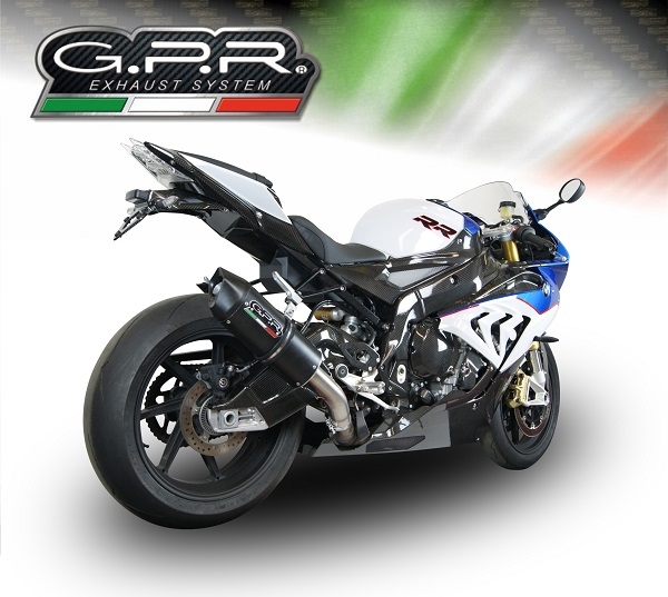 Exhaust compatible with Bmw S 1000 RR -M 2015-2016, Furore Nero, Homologated legal slip-on exhaust including removable db killer and link pipe