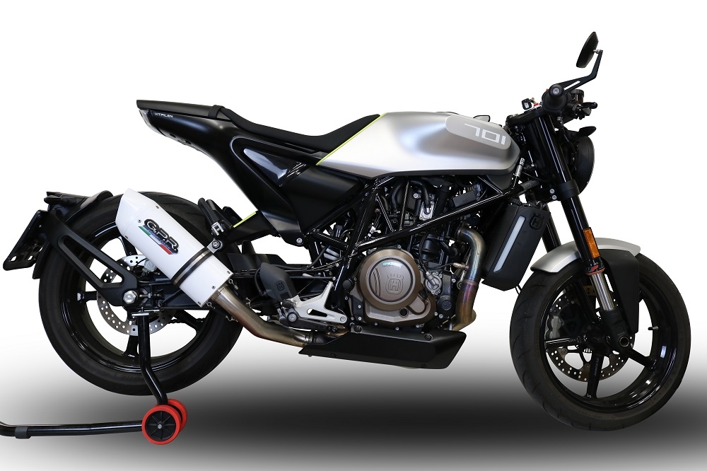 Exhaust compatible with Husqvarna Svartpilen 701 2018-2020, Albus Evo4, Homologated legal slip-on exhaust including removable db killer and link pipe