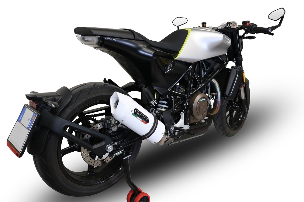 Exhaust compatible with Husqvarna Svartpilen 701 2018-2020, Albus Evo4, Homologated legal slip-on exhaust including removable db killer and link pipe