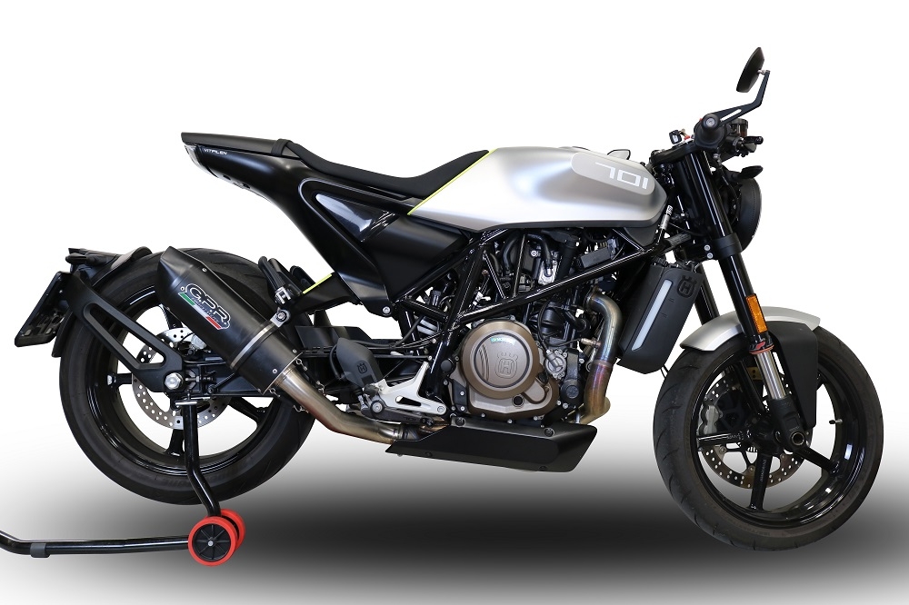 Esapament GPR compatibil cu Husqvarna Svartpilen 701 2018 Evacuare slip-on omologata, inclusiv db killer detașabil și cot de legătură,Furore Evo4 Nero