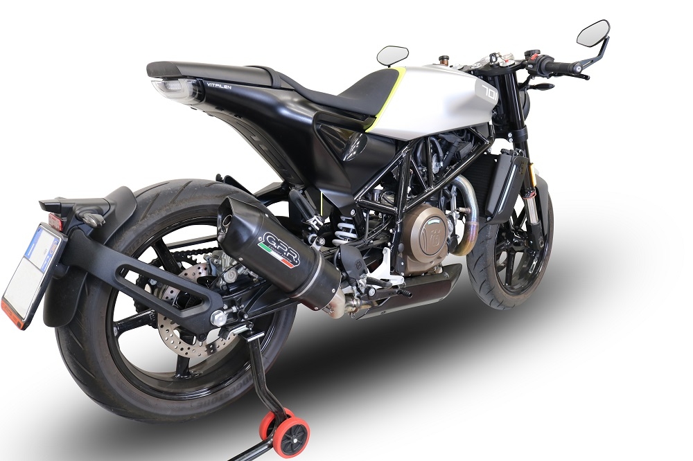 Esapament GPR compatibil cu Husqvarna Svartpilen 701 2018 Evacuare slip-on omologata, inclusiv db killer detașabil și cot de legătură,Furore Evo4 Nero