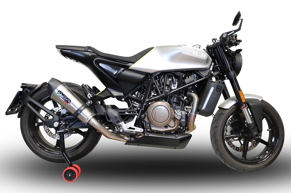 Esapament GPR compatibil cu Husqvarna Svartpilen 701 2018 Evacuare slip-on omologata, inclusiv db killer detașabil și cot de legătură,New Grand Prix Evo Titanium