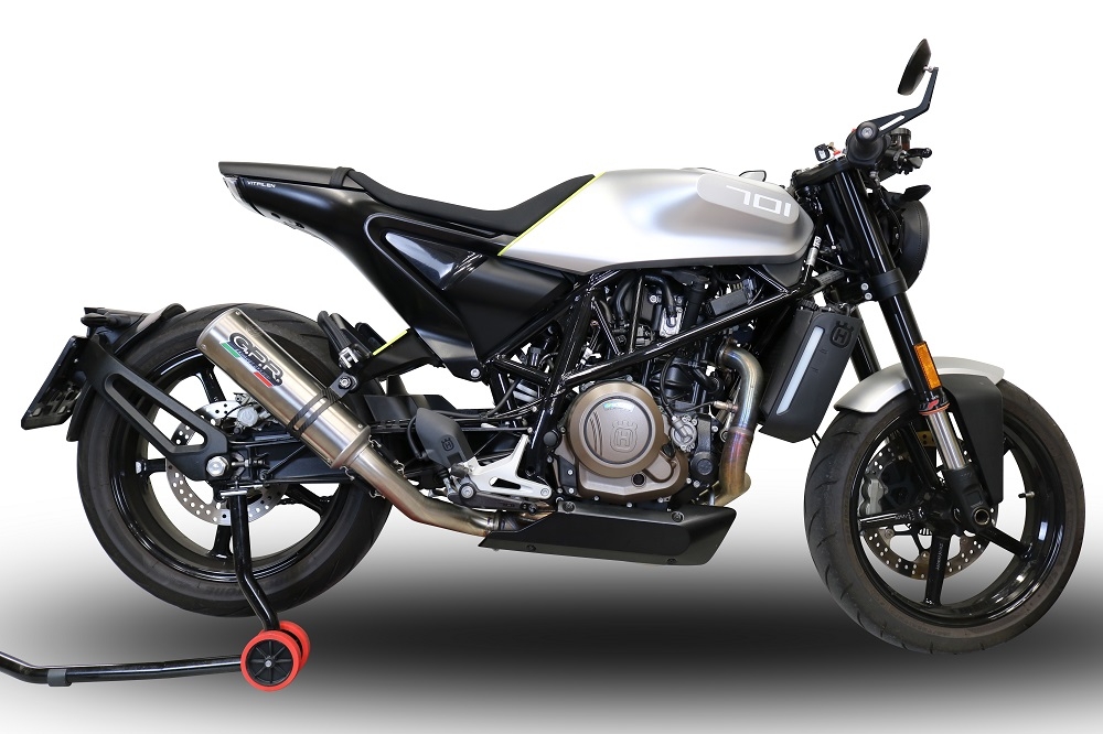 Esapament GPR compatibil cu Husqvarna Vitpilen 701 2018 Evacuare slip-on omologata, inclusiv db killer detașabil și cot de legătură,M3 Inox 