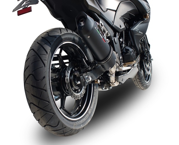 Exhaust compatible with Kawasaki Z 300 2014-2017, Furore Nero, Homologated legal slip-on exhaust including removable db killer and link pipe