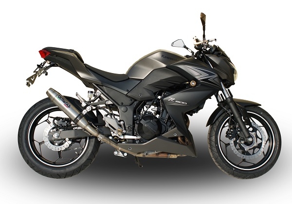 Exhaust compatible with Kawasaki Z 300 2014-2017, Deeptone Inox, Homologated legal slip-on exhaust including removable db killer and link pipe