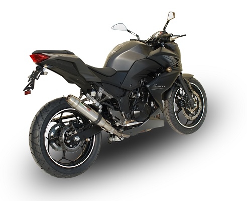 Exhaust compatible with Kawasaki Z 300 2014-2017, Deeptone Inox, Homologated legal slip-on exhaust including removable db killer and link pipe