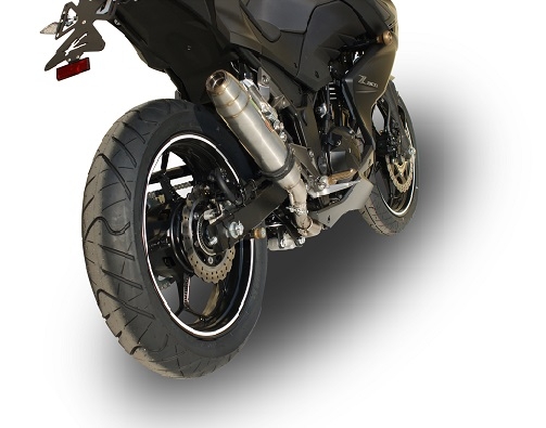 Exhaust compatible with Kawasaki Z 300 2014-2017, Deeptone Inox, Homologated legal slip-on exhaust including removable db killer and link pipe
