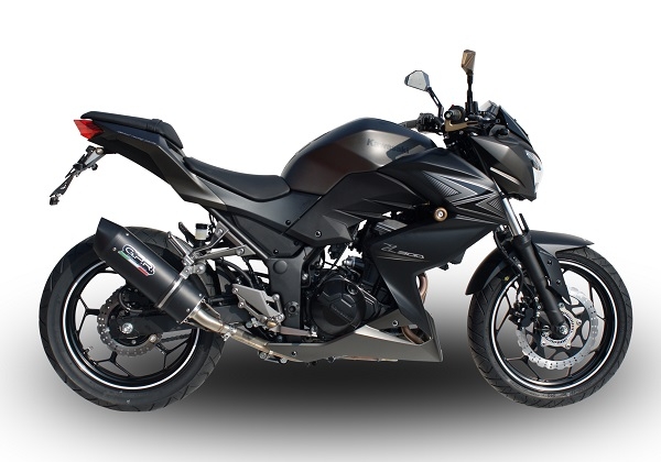 Exhaust compatible with Kawasaki Z 300 2014-2017, Furore Nero, Homologated legal slip-on exhaust including removable db killer and link pipe