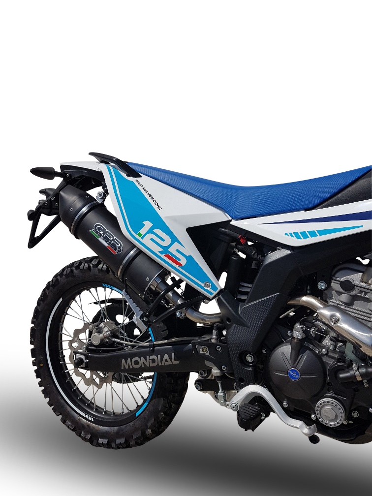 Esapament GPR compatibil cu F.B. Mondial Smx 125 Enduro 2018 Evacuare slip-on omologata, inclusiv db killer detașabil, cot de legătură și catalizator,Furore Evo4 Nero