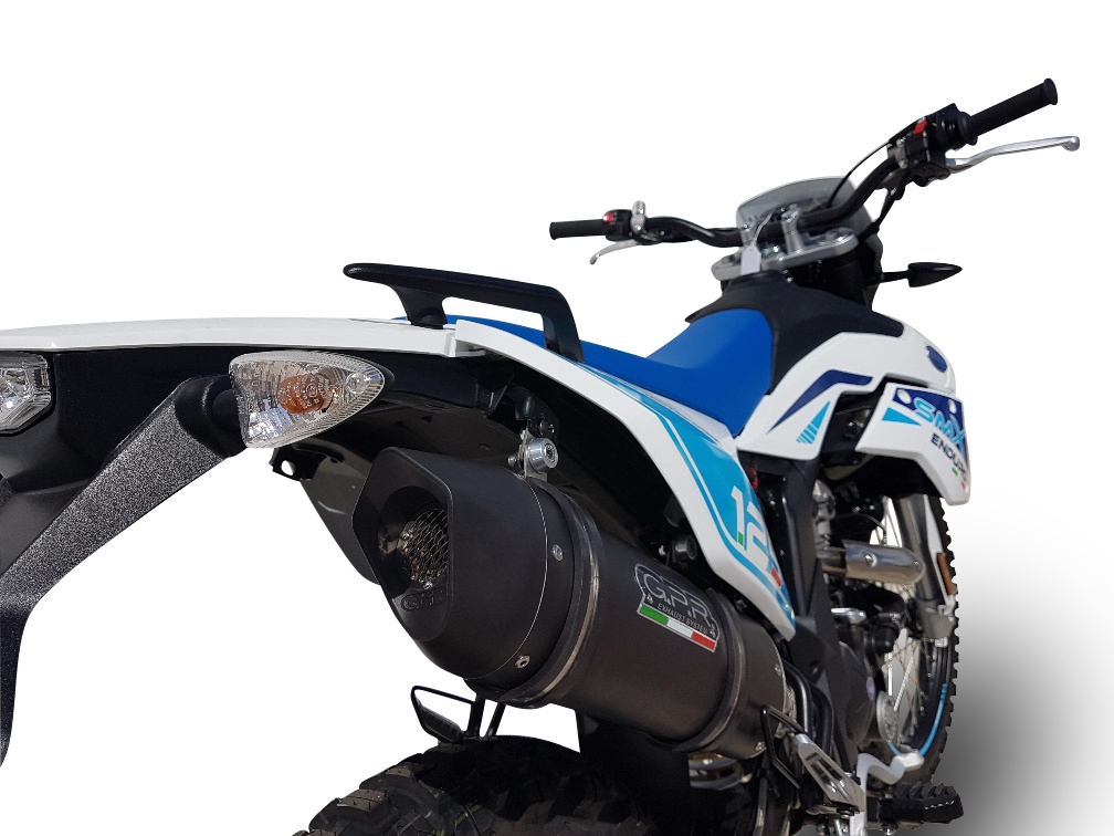 Esapament GPR compatibil cu F.B. Mondial Smx 125 Enduro 2018 Evacuare slip-on omologata, inclusiv db killer detașabil, cot de legătură și catalizator,Furore Evo4 Nero