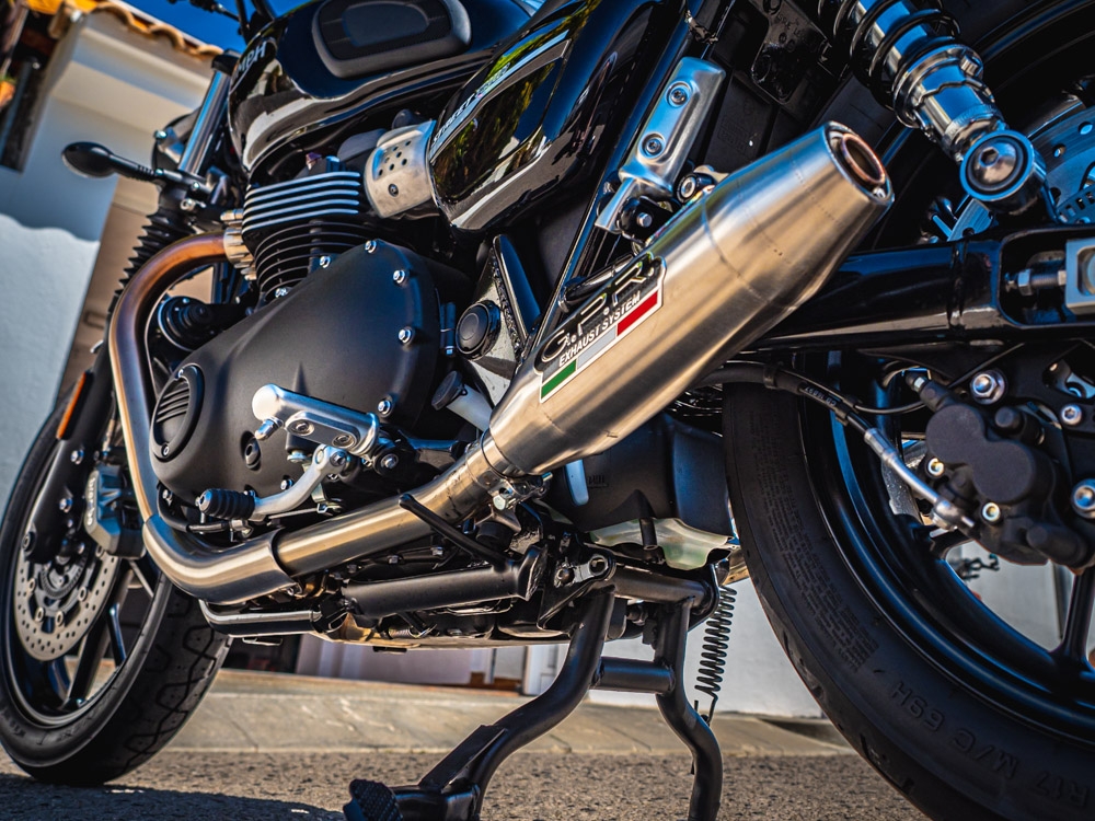 Esapament GPR compatibil cu Triumph Street Twin 900 2020 Evacuare cu dublă omologare legală, inclusiv db killers și coturi de legătură detașabile,Deeptone Inox