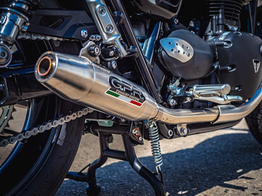 Esapament GPR compatibil cu Triumph Street Twin 900 2020 Evacuare cu dublă omologare legală, inclusiv db killers și coturi de legătură detașabile,Deeptone Inox