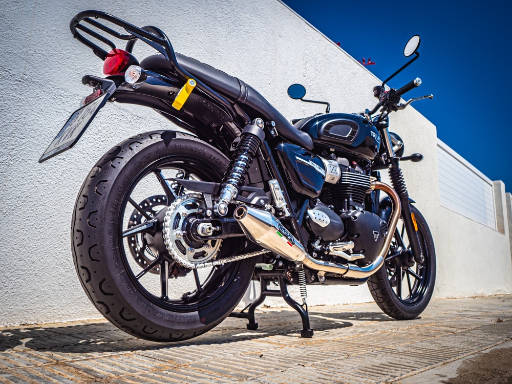Esapament GPR compatibil cu Triumph Street Twin 900 2020 Evacuare cu dublă omologare legală, inclusiv db killers și coturi de legătură detașabile,Vintacone