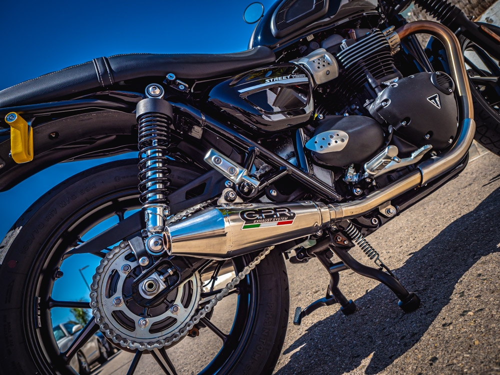 Esapament GPR compatibil cu Triumph Street Twin 900 2020 Evacuare cu dublă omologare legală, inclusiv db killers și coturi de legătură detașabile,Vintacone