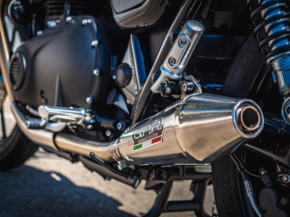 Esapament GPR compatibil cu Triumph Street Twin 900 2020 Evacuare cu dublă omologare legală, inclusiv db killers și coturi de legătură detașabile,Vintacone