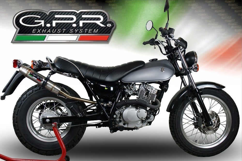 Exhaust compatible with Suzuki Rv 200 Van Van 2016-2017, Deeptone Inox, Homologated legal slip-on exhaust including removable db killer and link pipe